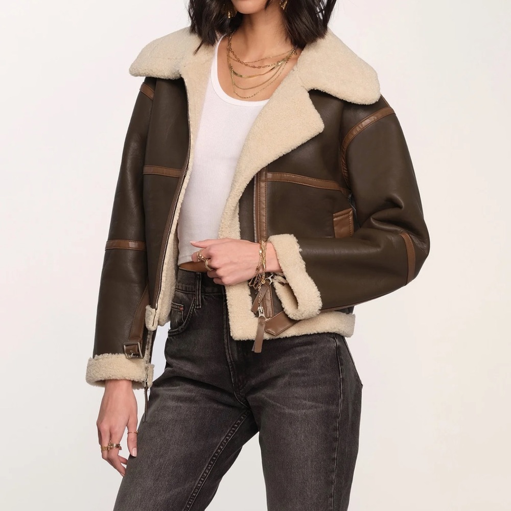 Women's Shearling Lined Brown Jacket